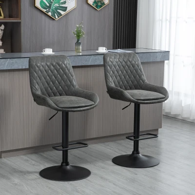 HOMCOM Verstelbare Barkruk Keukenkruk Designkruk, met voetensteun, 51 cm x 59 cm x 117 cm, Donkergrijs + Zwart