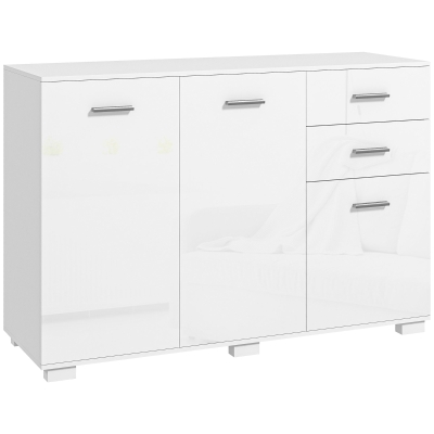 HOMCOM Modern Sideboard Storage Cabinet High Gloss White
