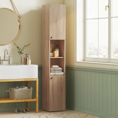HOMCOM 6-Tier Tall Bathroom Cabinet Natural