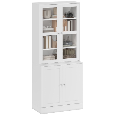 HOMCOM Modern Bookcase Storage Cabinet White with Doors