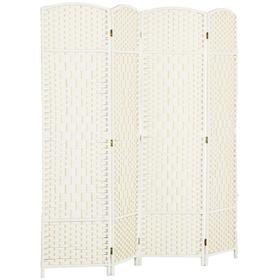HOMCOM Paravent Bois 4 Panneaux Pliable 180x180cm Blanc
