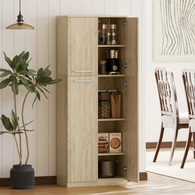 HOMCOM Mobile Contenitore con Mensole Regolabili in Legno Rovere