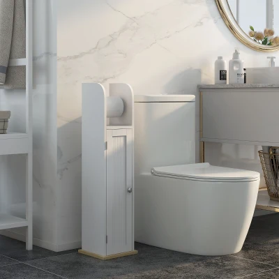 kleankin Mobile Bagno Stretto con Porta Carta Igienica, Ripiani