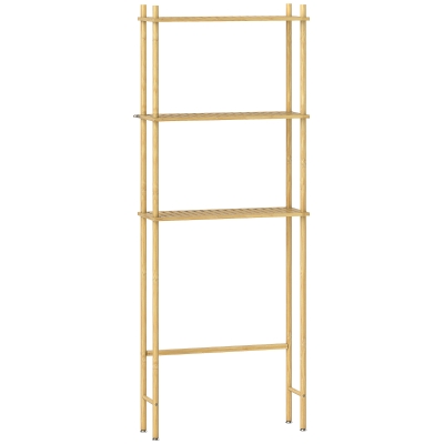 HOMCOM Ruimtebesparend Toiletregal 3 Niveaus, Natuurlijk Hout 69 x 25,5 x 181 cm