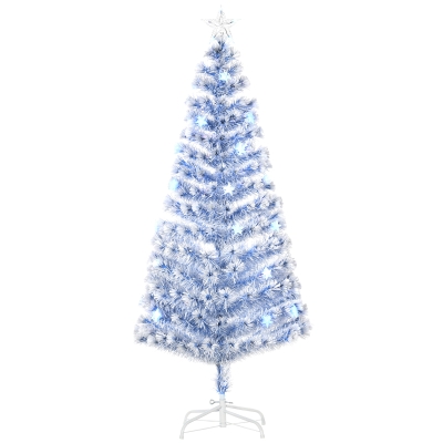 HOMCOM 6FT Fibre Optic Christmas Tree LED White Blue