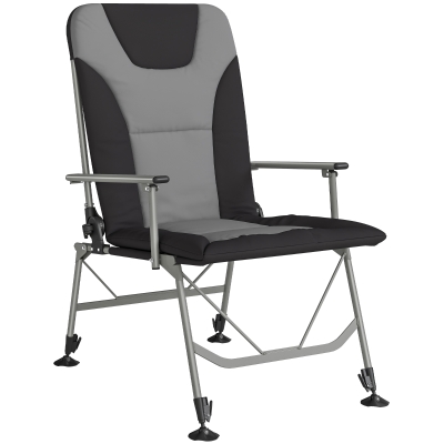 Outsunny Reclining Camping Chair Padded Folding Black