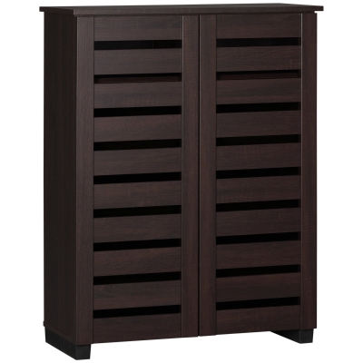 HOMCOM 5-Tier Shoe Cabinet Adjustable Shelves Dark Brown