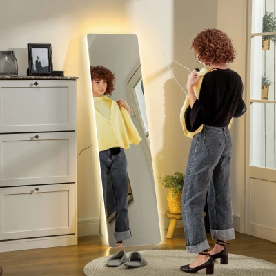 HOMCOM LED Ganzkörperspiegel, touch-bediening, dimbaar, frameloos, 40 x 150 cm
