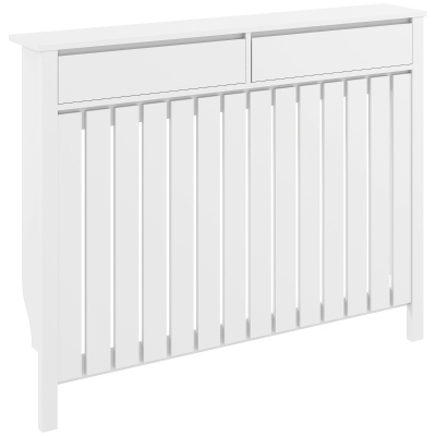 HOMCOM Radiator Cover Rustic Wood 93x119cm White