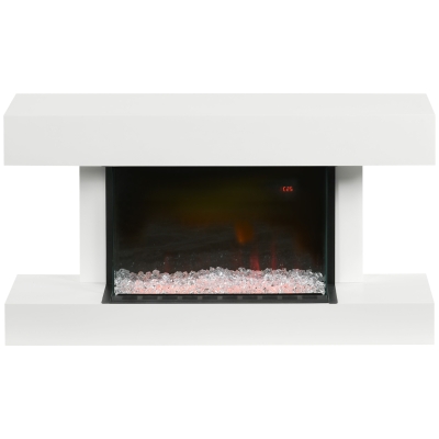 HOMCOM Chimenea Eléctrica 1000W/2000W con Temperatura Ajustable Silencioso Temporizador 15-25 m² 98x27x54,5 cm Blanco