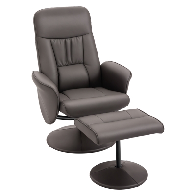 HOMCOM Executive Recliner Chair with Footstool Brown