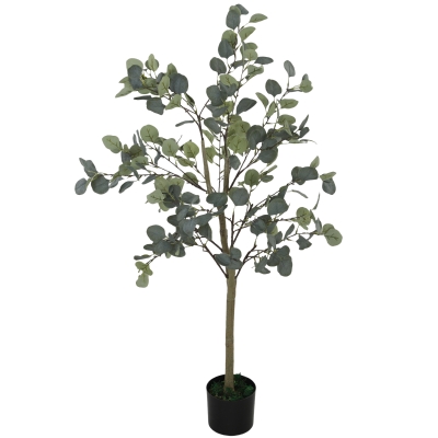 HOMCOM Eucalipto Artificial 120 cm Planta Artificial Decorativa Grande Árvore Artificial de Interior com 230 Folhas Verde