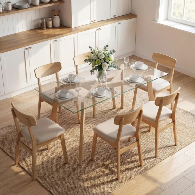 HOMCOM Mesa de Comedor Rectangular Moderna para 6 Personas Superficie de Vidrio Templado 150x75x76 cm Transparente