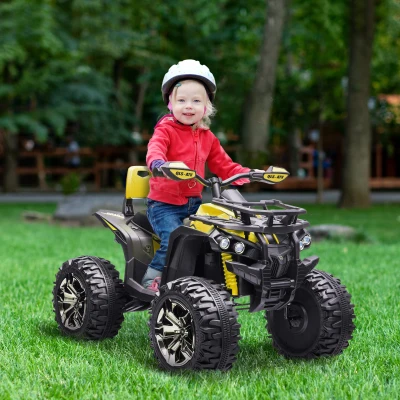 HOMCOM 12V Quad Bike ATV with Backrest, Yellow