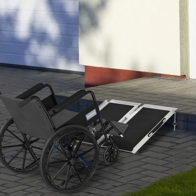 HOMCOM Folding Aluminium Wheelchair Ramp Portable 61x72cm