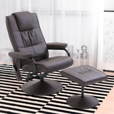 HOMCOM Massagestoel Relaxstoel, incl. voetenkruk, 10 vibratiepunten, 1 afstandsbediening; 77 cm x 84 cm x 95 cm, Bruin