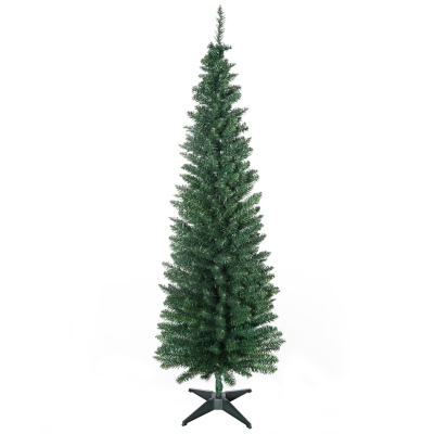 HOMCOM 6ft Pencil Slim Christmas Tree Green