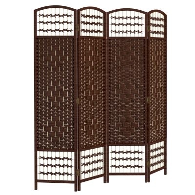 HOMCOM Paravent Bois 4 Panneaux 160x170cm Séparateur Marron