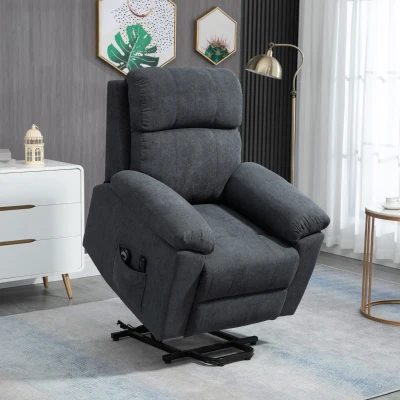 HOMCOM Massagestoel met opstaan hulp, 8 vibratiemotoren, inclusief afstandsbediening, donkergrijs