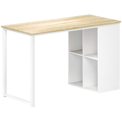 HOMCOM Bureau Ordinateur 4 Compartiments Chêne Petits Espaces