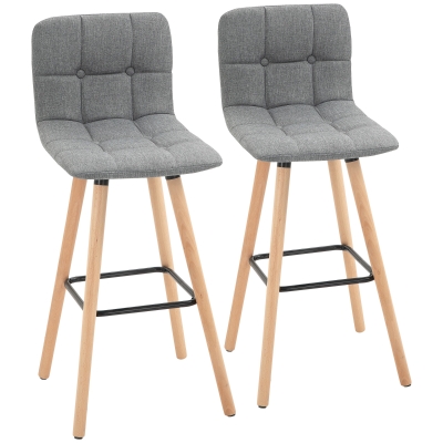 HOMCOM Set 2 sgabelli da bar 41.5cm x 47cm x 97.5cm Grigio