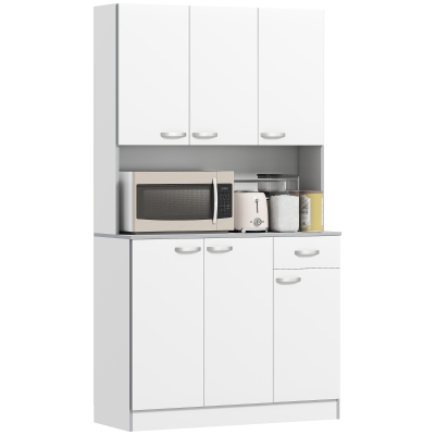 HOMCOM Buffet Cuisine Contemporain 6 Portes 1 Tiroir Blanc