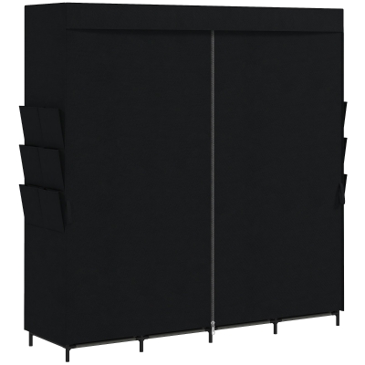 HOMCOM Armário de tecido, à prova de pó, portátil, 5 varões para cabides, 170 x 45 x 167 cm, Preto