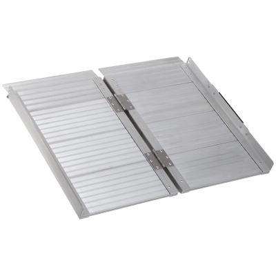 HOMCOM Rampa para Sillas de Ruedas Plegable 61 cm Carga 270 kg Rampa Portátil de Aluminio con Bordes de Seguridad Plata
