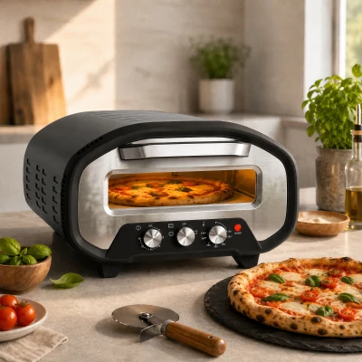 HOMCOM Electric Pizza Oven Ceramic Stone 2200W Black