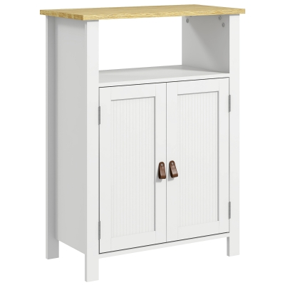 kleankin Armário Casa de Banho com Prateleiras Ajustáveis Móvel Auxiliar Casa de Banho Moderno 60x30x80,5 cm Branco