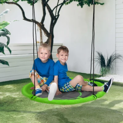 Outsunny Schommelzitje, weerbestendig, tot 100 kg, verstelbare touwen, Φ110 cm, Groen