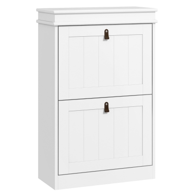 HOMCOM Móvel Sapateira Branco Sapateira Estreita com 2 Portas e Prateleira Ajustável para 10 Pares de Sapatos 54x24x82,5 cm Branco