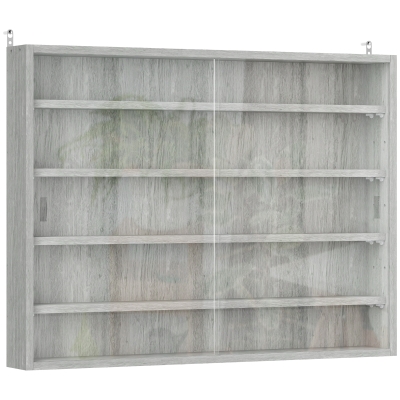 HOMCOM Vitrine Murale 5 Étagères Réglables 2 Portes Gris