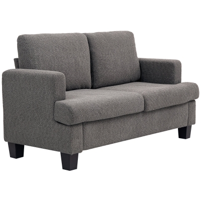 HOMCOM Canapé 2 Places 120cm Tissu Chenille Gris Salon Bureau