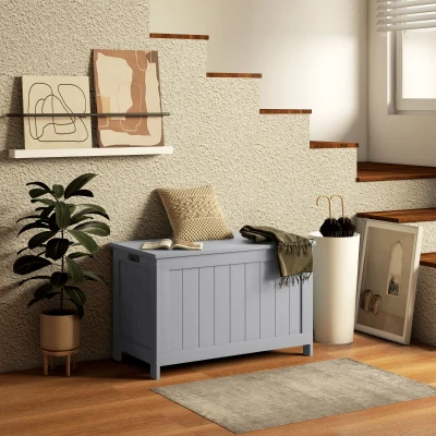 HOMCOM Storage Chest Wooden Toy Box Grey 76x40x48cm