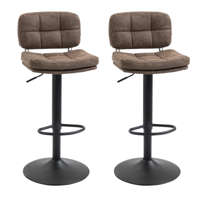 HOMCOM Tabourets Bar Vintage Pivotants Réglables Marron 2pcs