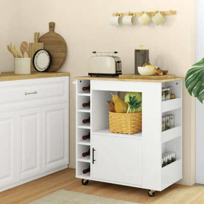 HOMCOM Carrello Cucina con Armadietto e Portabottiglie 83x40x83cm