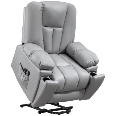 HOMCOM Massagestoel Relaxfauteuil Seniorfauteuil, afstandsbediening, zijvakken, 94 cm x 96 cm x 106 cm, donkergrijs