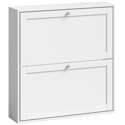 HOMCOM Schoenenkast met 2 klepvakken en verstelbare legplanken, voor maximaal 8 paar schoenen, wit