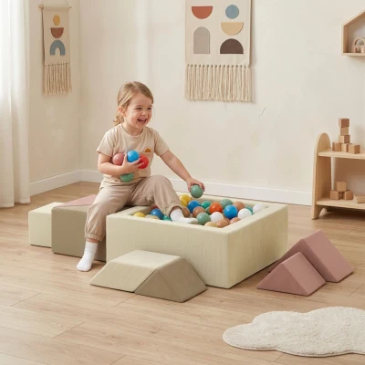 AIYAPLAY Foam Climbing Blocks 9 Piece Set Removable Cover Kids