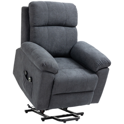 HOMCOM Massagestoel met opstaan hulp, 8 vibratiemotoren, inclusief afstandsbediening, donkergrijs