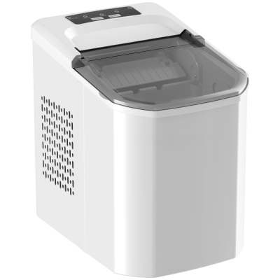 HOMCOM Máquina de Hielo Autolimpiable 12 kg/24H 9 Cubitos Listos en 7 Minutos 2 Tamaños de Hielo 1,5L Depósito Blanco