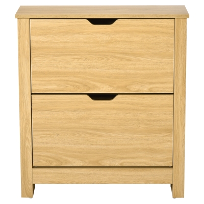 HOMCOM Narrow Shoe Cabinet Natural Wood 12 Pairs