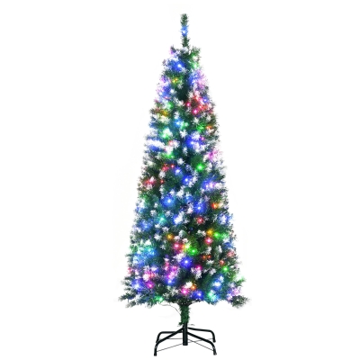 HOMCOM 5FT Prelit Slim Christmas Tree Green 250 LED Lights