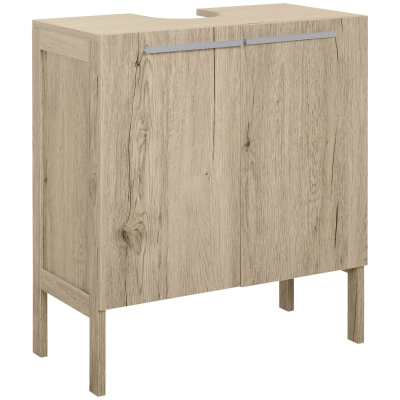 kleankin Mueble Bajo de Lavabo para Baño Compacto con 2 Puertas de Armario 60x30x70 cm