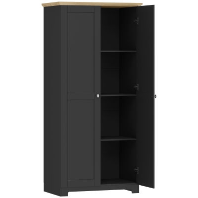 HOMCOM Freestanding Kitchen Cupboard Storage Cabinet Black 172cm
