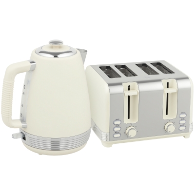 HOMCOM Waterkoker en Toaster Set, 1,7 L, 2200W, Strix Thermostaat, Filter, 4-Slice Toaster, 7 Instellingen voor Bruining, Kruimellade