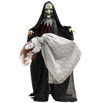 HOMCOM Animated Standing Witch Halloween Decoration Floating Ghost