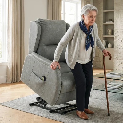 HOMCOM Power Lift Recliner Chair Dual Motor Remote Grey