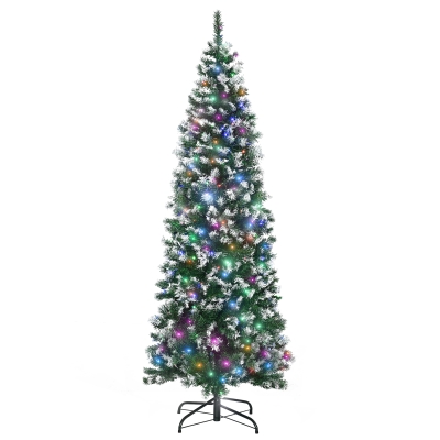 HOMCOM 6FT Prelit Slim Christmas Tree 300 LED Green